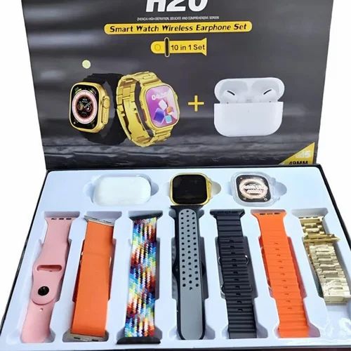H20 Smartwatch and Wireless Earphone Airpods Earbuds Set (10 in 1 Set)