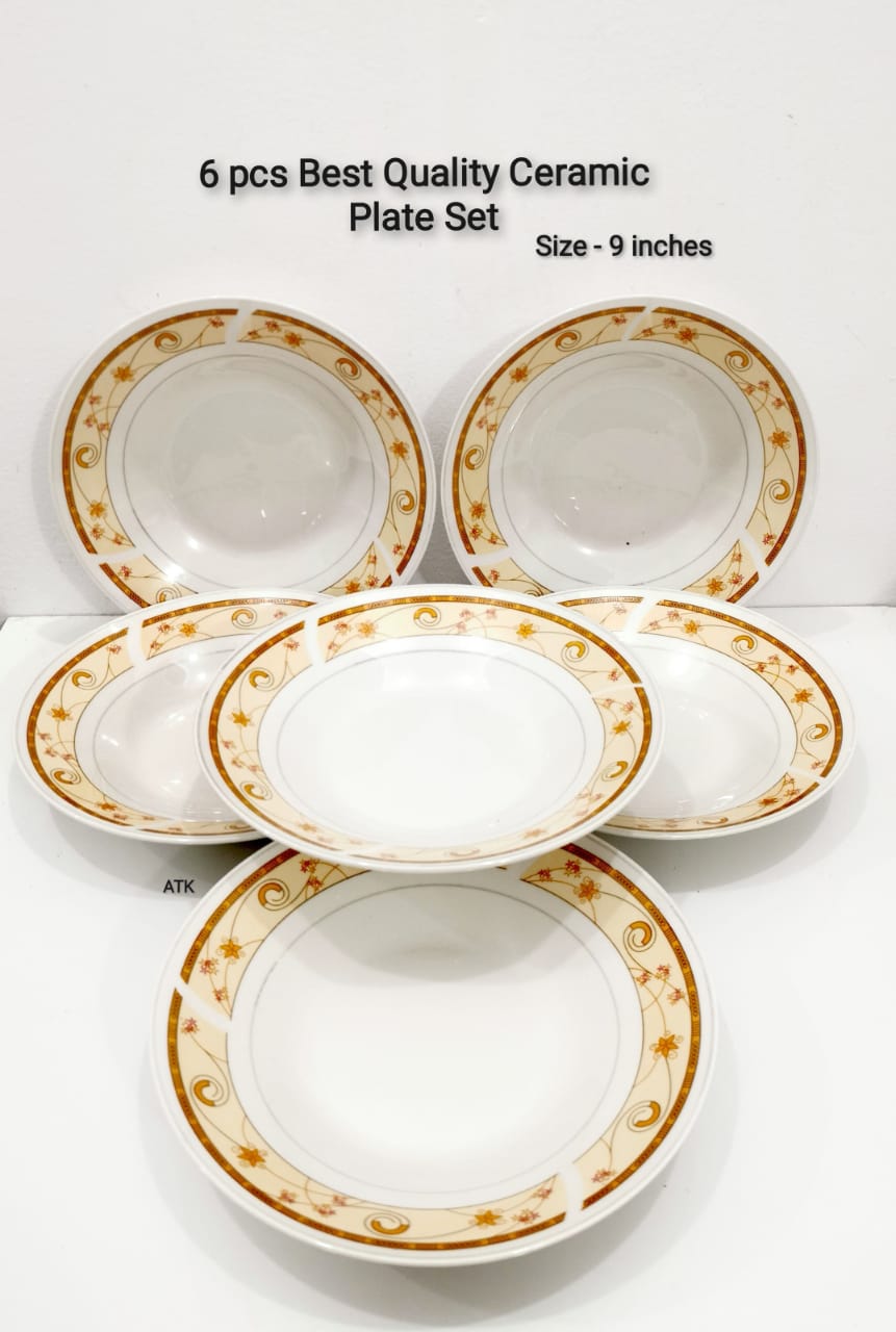 6 Pcs Premium Heavy Quality Ceramic Plate Set ( Best Quality 😍)  6 pcs Set